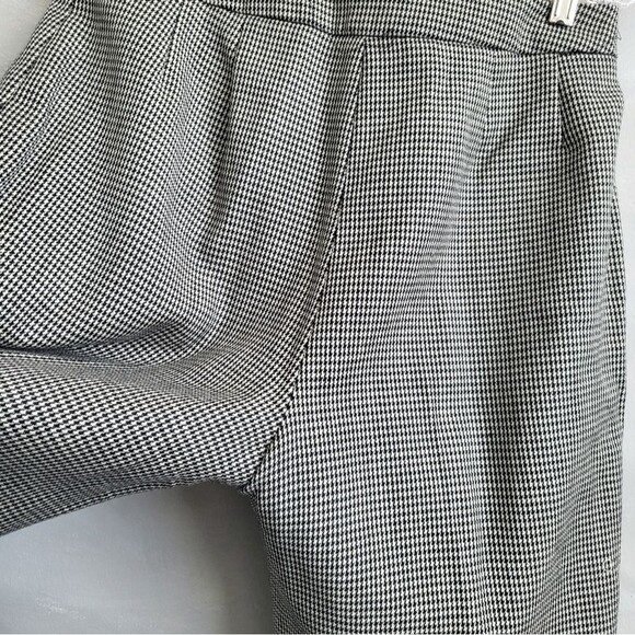 Harvé Benard Micro Houndstooth Black and White Slacks Wool Size 8 Cuff Hem - Picture 8 of 12